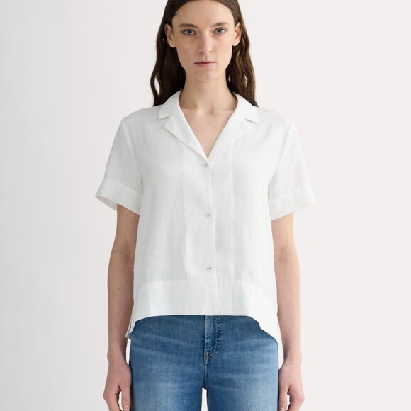 Everlane Women's Notch Shirt in Linen in White, Size Small - Picture 2 of 2